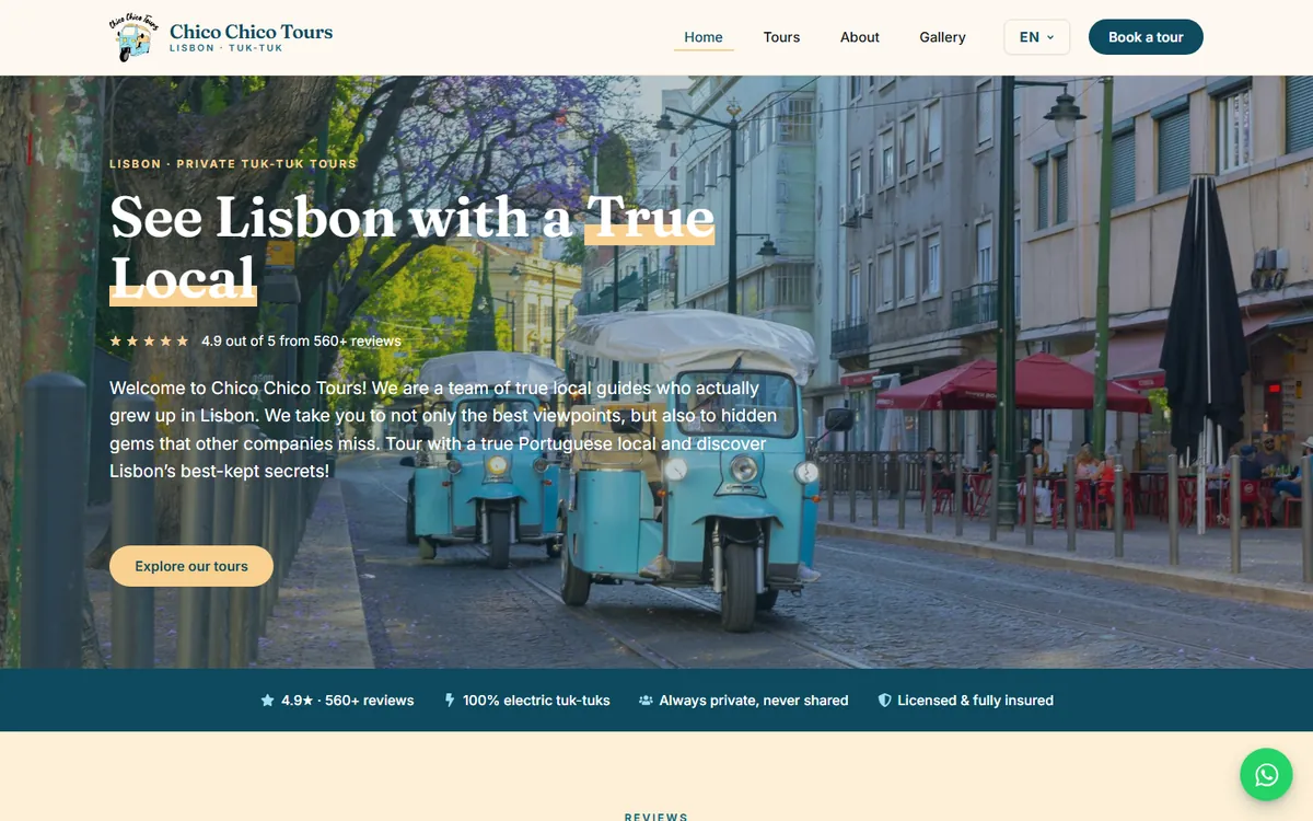 Chico Chico Tours — desktop
